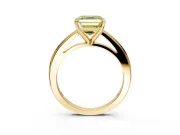 Solitaire Engagement Ring Setting for Fancy Yellow Asscher Cut Center with Flat-Sided Plain Band and Prong Head in Yellow Gold