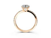 Solitaire Engagement Ring Setting for Round Cut Center with Large Accent Band and Prong Head in Rose Gold