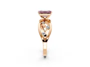 Solitaire Engagement Ring Setting for Fancy Pink Emerald Cut Center with Criss-Cross Accent Band and Prong Head in Rose Gold