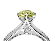 Solitaire Engagement Ring Setting for Fancy Yellow Radiant Cut Center with Milgrain Cathedral Band and Prong Head in White Gold