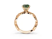 Solitaire Engagement Ring Setting for Fancy Green Round Cut Center with Marquise Panel Band and Prong Head in Rose Gold