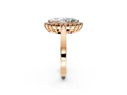 Starburst Halo Engagement Ring Setting for Marquise Center with Flat Cathedral Band and Prong Head in Rose Gold