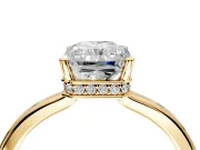 Hidden Halo Engagement Ring Setting for Radiant Cut Center with Wide Flat Plain Band and Prong Head in Yellow Gold
