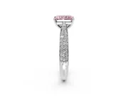 Solitaire Engagement Ring Setting for Fancy Pink Radiant Cut Center with Multi-Row Accents and Prong Head in Sterling Silver