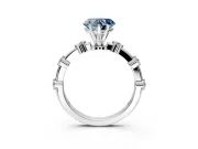Solitaire Engagement Ring Setting for Fancy Blue Heart-Shaped Center with Bezel Station Band and Prong Head in Platinum