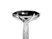 Solitaire Engagement Ring Setting for Fancy Black Marquise Center with Engraved Milgrain Band and Prong Head in Sterling Silver