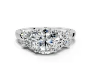 Floral Engagement Ring Setting for Round Cut Center with Marquise Cluster Shoulders and Prong Head in Platinum