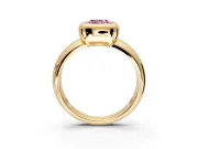 Solitaire Engagement Ring Setting for Fancy Pink Cushion Cut Center with Wide Band and Bezel Head in Yellow Gold