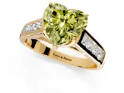 Solitaire Engagement Ring Setting for Fancy Yellow Heart-Shaped Center with Cathedral Channel Band and Prong Head in Yellow Gold