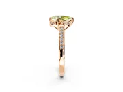 Floral Engagement Ring Setting for Fancy Yellow Pear-Shaped Center with Four Accent Clusters and Prong Head in Rose Gold