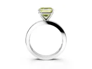 Solitaire Engagement Ring Setting for Fancy Yellow Asscher Cut Center with Channel Baguette Band and Prong Head in White Gold