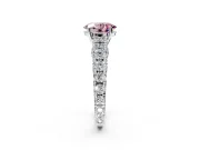 Solitaire Engagement Ring Setting for Fancy Pink Oval Center with Pave Cathedral Shoulders and Prong Head in Sterling Silver