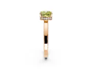 Hidden Halo Engagement Ring Setting for Fancy Yellow Cushion Cut Center with Wide Flat Plain Band and Prong Head in Rose Gold