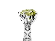 Solitaire Engagement Ring Setting for Fancy Yellow Heart-Shaped Center with XO Engraved Band and Prong Head in White Gold
