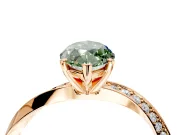 Side Accent Engagement Ring Setting for Fancy Green Marquise Center with Accent Shoulders and Prong Head in Rose Gold