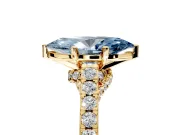 Solitaire Engagement Ring Setting for Fancy Blue Marquise Center with Crossover Accents and Prong Head in Yellow Gold