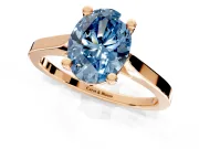 Solitaire Engagement Ring Setting for Fancy Blue Oval Center with Tapered Shoulders and Prong Head in Rose Gold