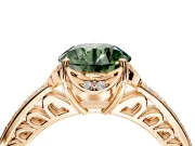 Floral Engagement Ring Setting for Fancy Green Round Cut Center with Four Accent Clusters and Prong Head in Rose Gold