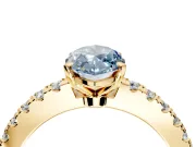 Solitaire Engagement Ring Setting for Fancy Blue Marquise Center with Single Row Accent Band and Prong Head in Yellow Gold