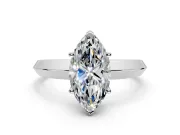 Solitaire Engagement Ring Setting for Marquise Center with Wide Knife Ridge Band and Prong Head in White Gold