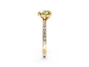 Solitaire Engagement Ring Setting for Fancy Yellow Heart-Shaped Center with Fine Pave Narrow Band and Prong Head in Yellow Gold