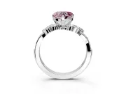 Solitaire Engagement Ring Setting for Fancy Pink Heart-Shaped Center with Marquise Accent Twist Band and Prong Head in White Gold