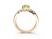 5 Stone Engagement Ring Setting for Fancy Yellow Cushion Cut Center with Plain Band and Prong Head in Rose Gold