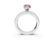 Solitaire Engagement Ring Setting for Fancy Pink Cushion Cut Center with Channel-Set Accents and Prong Head in Platinum