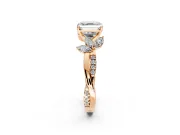 Floral Engagement Ring Setting for Asscher Cut Center with Trailing Marquise Accents and Prong Head in Rose Gold