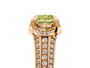 Solitaire Engagement Ring Setting for Fancy Yellow Cushion Cut Center with Accented Split Shank and Prong Head in Rose Gold