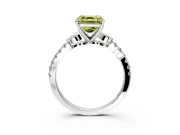 Leaf Motif Engagement Ring Setting for Fancy Yellow Asscher Cut Center with Pave Band and Prong Head in Platinum