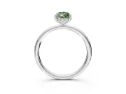 Solitaire Engagement Ring Setting for Fancy Green Pear-Shaped Center with Plain Band, Open Basket and Prong Head in Sterling Silver