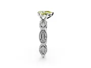 Solitaire Engagement Ring Setting for Fancy Yellow Pear-Shaped Center with Marquise Panel Band and Prong Head in Platinum