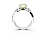 Solitaire Engagement Ring Setting for Fancy Yellow Asscher Cut Center with Marquise Flower Shoulders and Prong Head in Platinum