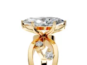 Solitaire Engagement Ring Setting for Marquise Center with Criss-Cross Accent Band and Prong Head in Yellow Gold