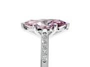 Solitaire Engagement Ring Setting for Fancy Pink Marquise Center with Channel Accents and Prong Head in Sterling Silver