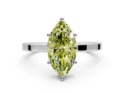 Hidden Halo Engagement Ring Setting for Fancy Yellow Marquise Center with Wide Flat Plain Band and Prong Head in Sterling Silver