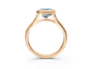 Solitaire Engagement Ring Setting for Asscher Cut Center with V Split Shank and Bezel Head in Rose Gold