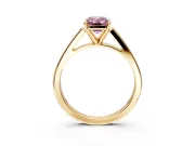 Solitaire Engagement Ring Setting for Fancy Pink Emerald Cut Center with Tapered Split Shoulders and Prong Head in Yellow Gold