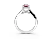 Solitaire Engagement Ring Setting for Fancy Pink Emerald Cut Center with Widening Pave Band and Claw Prong Head in Platinum