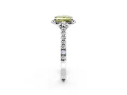 Floral Engagement Ring Setting for Fancy Yellow Princess Cut Center with Pave Band and Floral Prong Head in Platinum