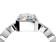 Vintage Station Engagement Ring Setting for Radiant Cut Center with Accents and Prong Head in Platinum