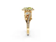 Milgrain Halo Engagement Ring Setting for Fancy Yellow Pear-Shaped Center with Shoulder Bezels and Prong Head in Yellow Gold