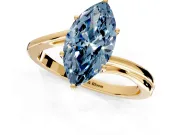Solitaire Engagement Ring Setting for Fancy Blue Marquise Center with Plain Bypass Twist Band and Prong Head in Yellow Gold
