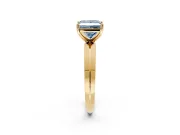 Solitaire Engagement Ring Setting for Fancy Blue Princess Cut Center with Wide Knife Ridge Band and Prong Head in Yellow Gold