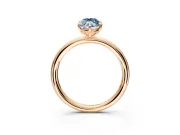 Low-Set Solitaire Engagement Ring Setting for Fancy Blue Oval Center with Thin Plain Band and Prong Head in Rose Gold