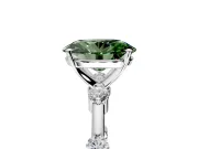 Solitaire Engagement Ring Setting for Fancy Green Oval Center with Bezel Station Band and Prong Head in Platinum