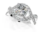 Halo Engagement Ring Setting for Cushion Cut Center with Pave Infinity Twist Band and Prong Head in Platinum