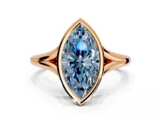 Solitaire Engagement Ring Setting for Fancy Blue Marquise Center with V Split Shank and Bezel Head in Rose Gold