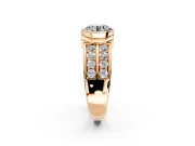 Bezel Engagement Ring Setting for Round Cut Center with Wide Channel-Set Band and Bezel Head in Rose Gold